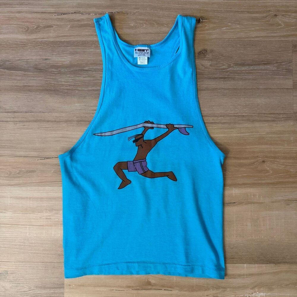 Vintage 80s Surf Muscle Tank Top Hest Sportswear Single Stitch Sz S Surfcore 90s